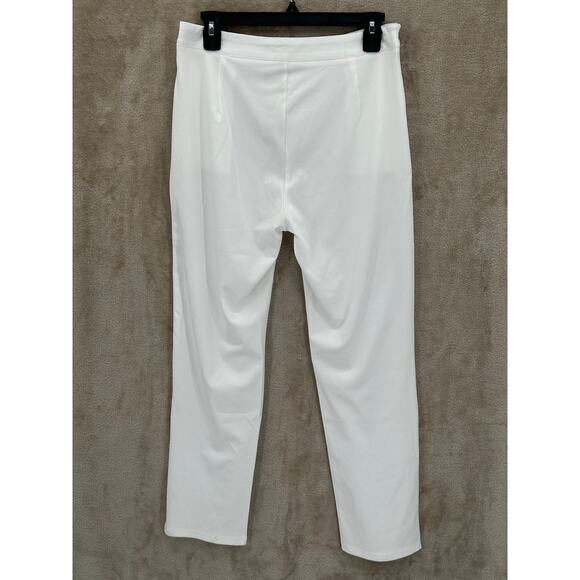 CBR Pants Womens Large White‎ Sheer Thin Cotton Blend Side Zip Minimalist Casual - Picture 3 of 13